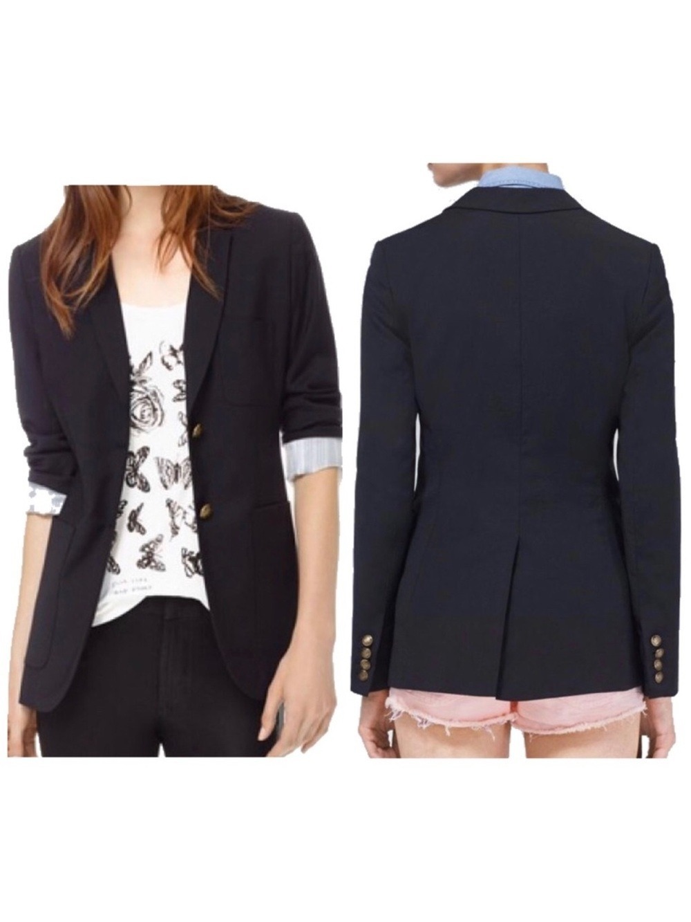 Aritzia Talula Exeter Wool Blend Black Button Front Tailored Blazer, Size 0